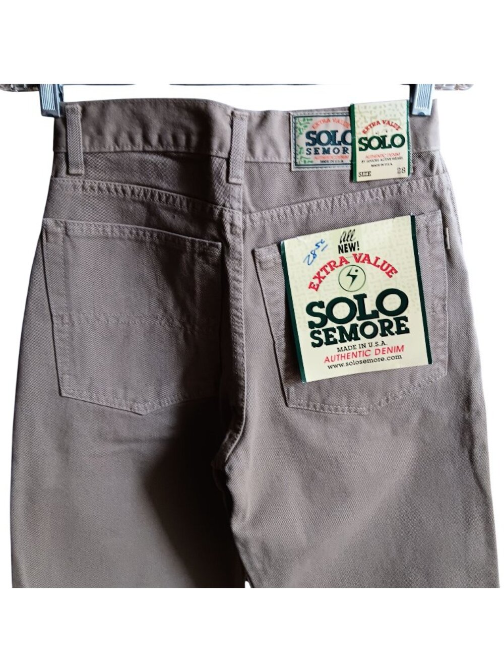 Vtg Y2K Solo Seymour Light Grey Jeans Men's 28 Baggy Wide Leg Vintage USA nos